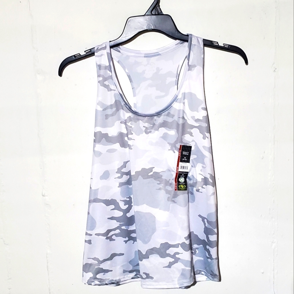 Womens Medium Athletic Gray Camo Razorback Tanktop, NWT